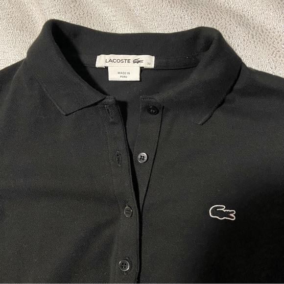 2/$99 Lacoste Women’s Long Sleeve Black Collar Polo Shirt with Buttons - Picture 5 of 6